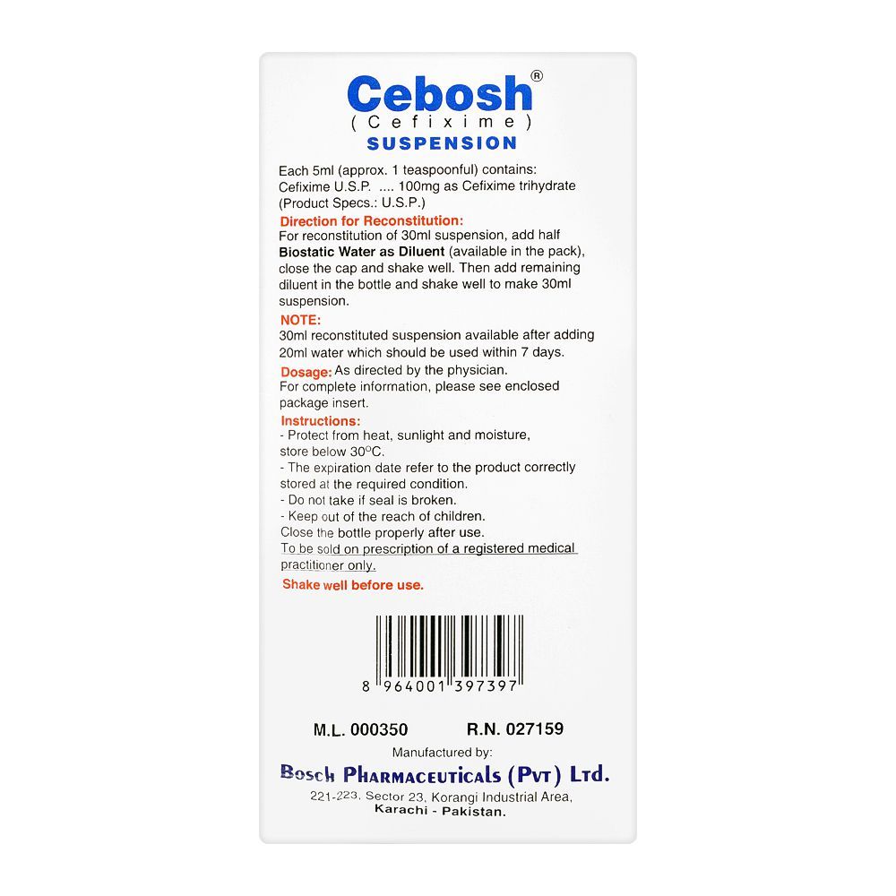 Order Bosch Pharmaceuticals Cebosh Suspension 100mg 5ml 30ml Online