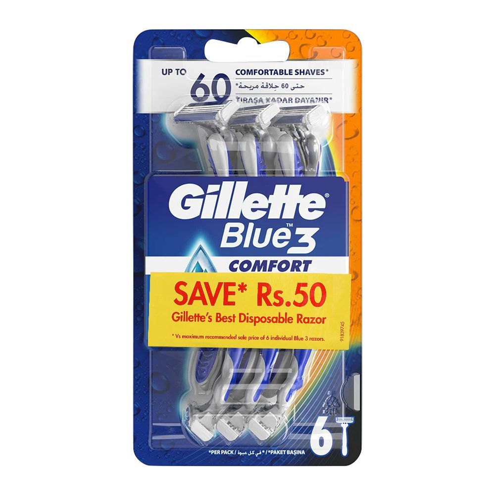 Order Gillette Blue 3 Comfort Disposable Razor 6 Pack Online At