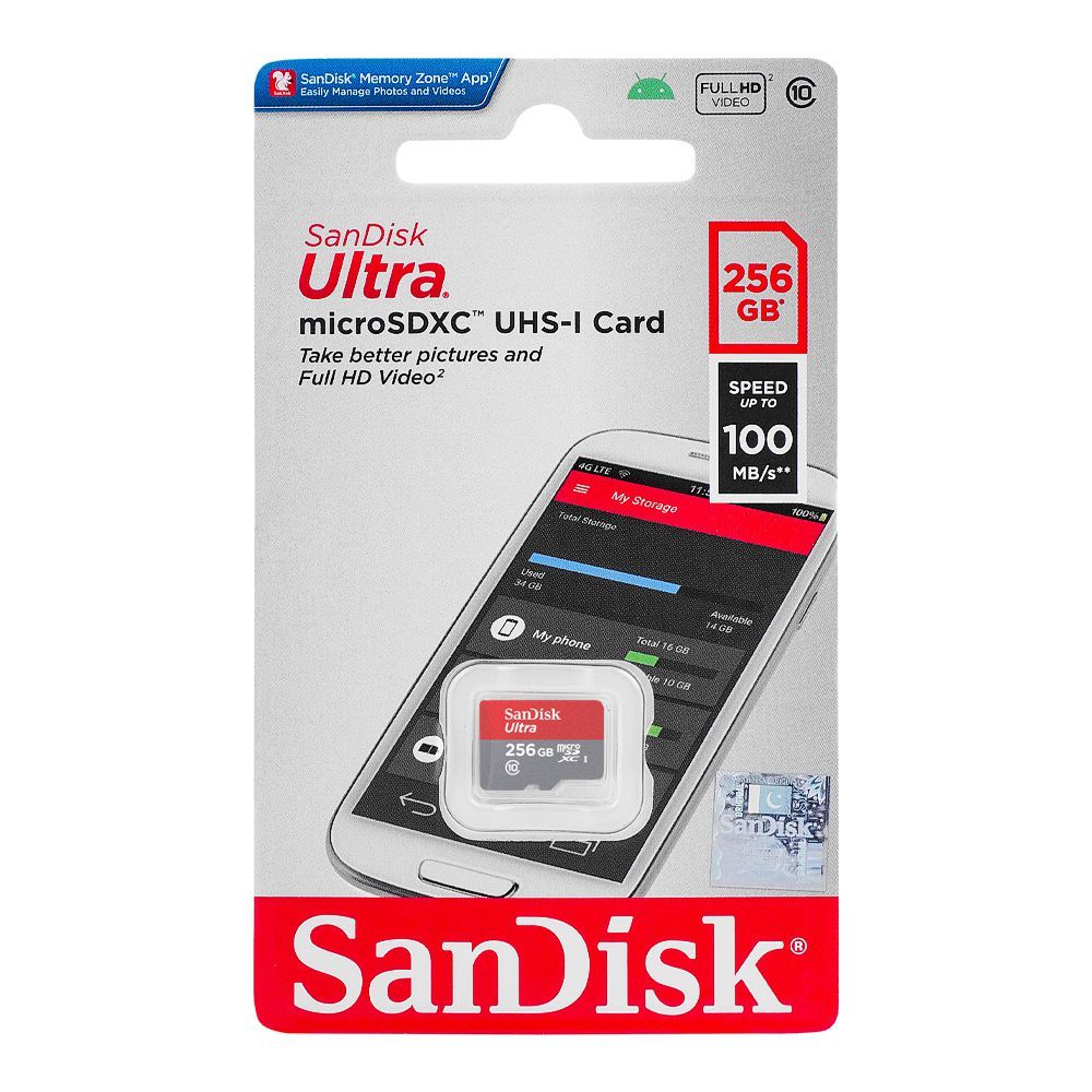 Purchase Sandisk Ultra Micro SDXC UHS 1 Card 100 MB S 256GB Online At