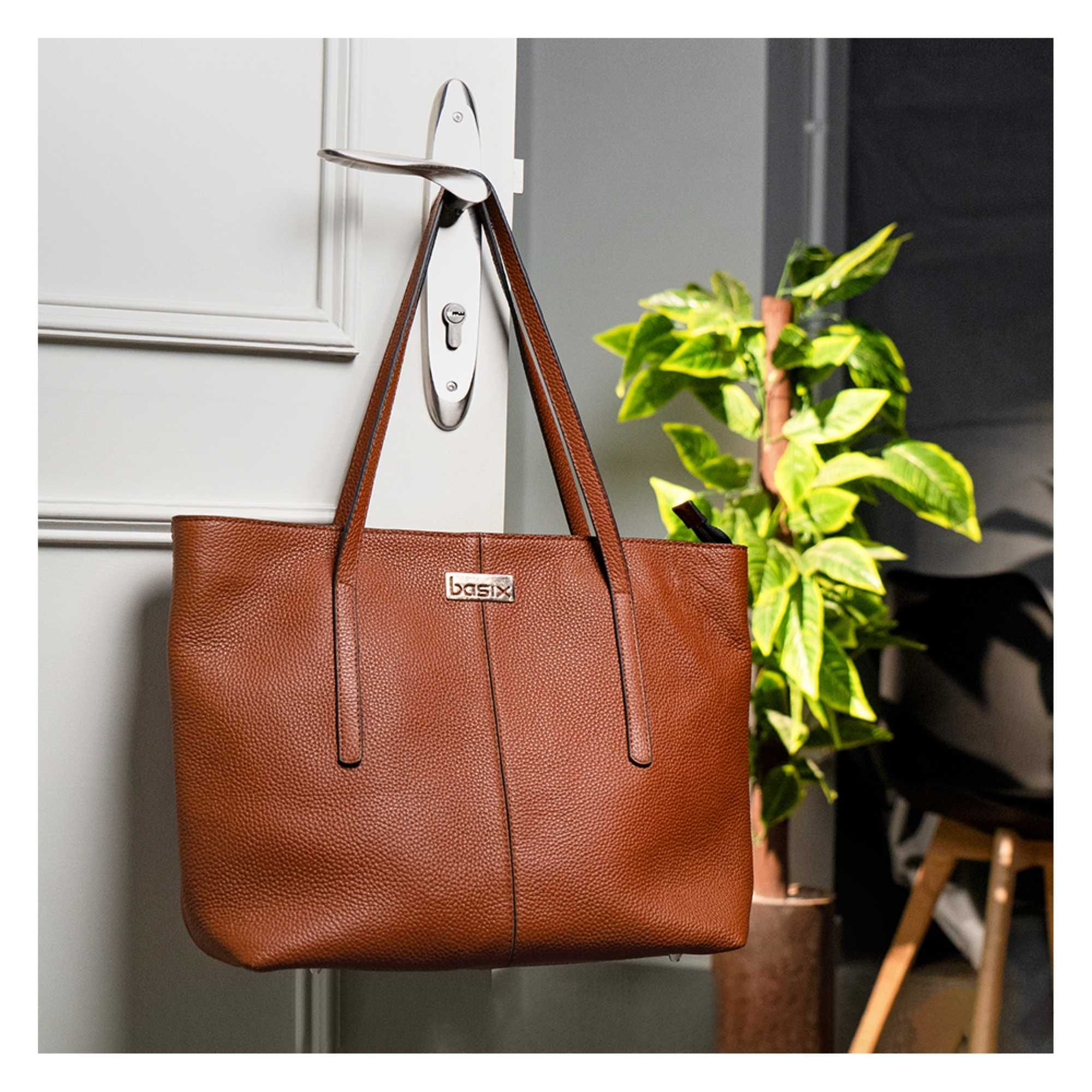 Purchase Basix Ladies Hand Bag, 2 Tan Online at Special Price in ...