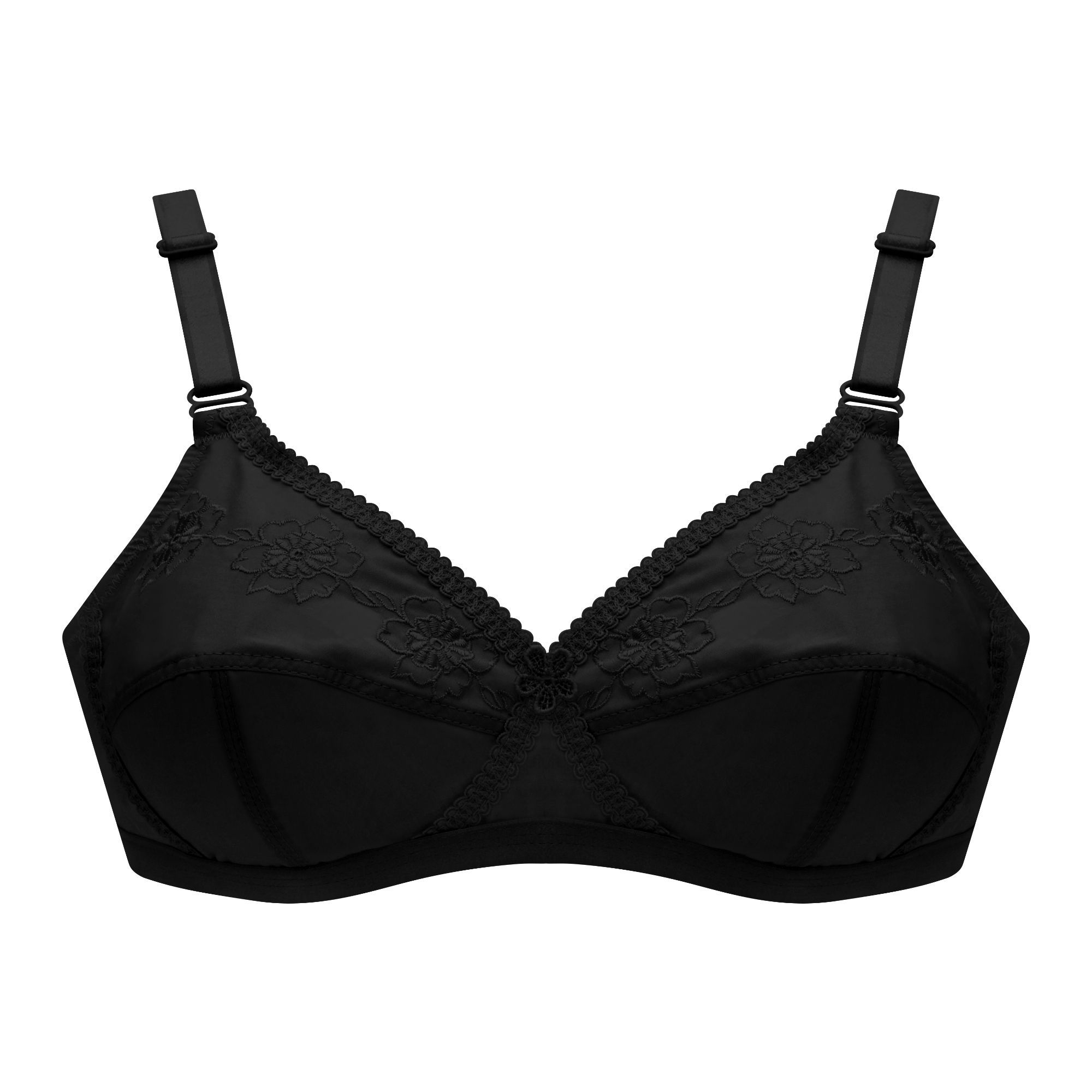 Purchase BeBelle Xclence Cotton Embroidery Cross Over Bra, Black Online ...