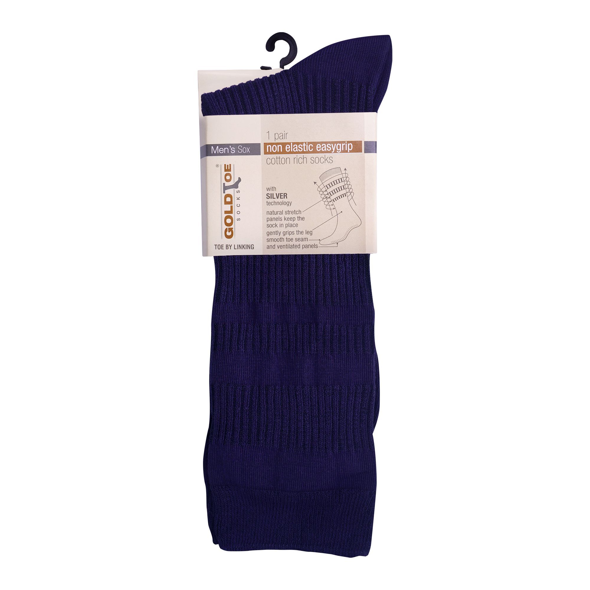 Purchase Goldtoe Non Elastic Easygrip Cotton Rich Socks, 1 Pair, Blue ...