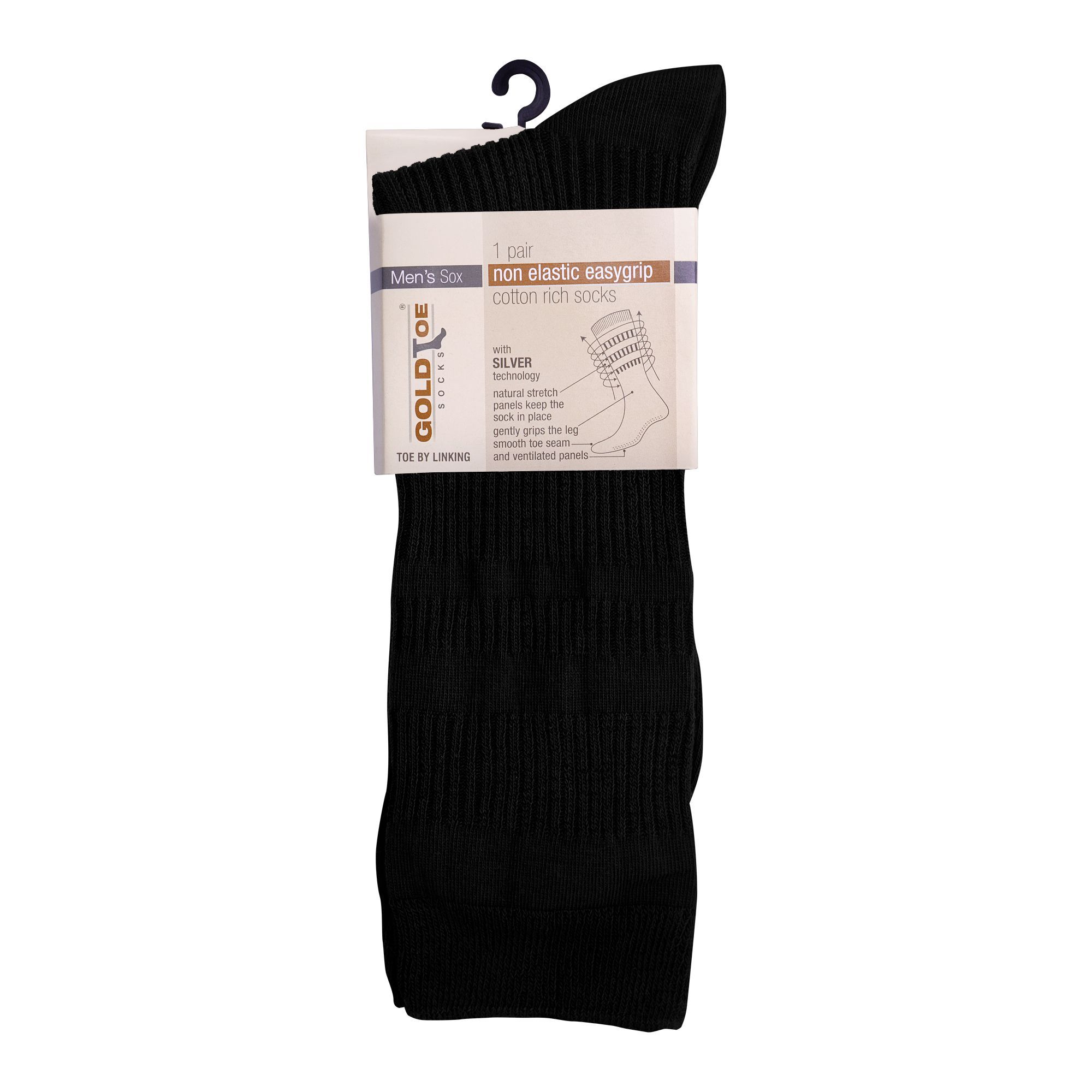 Buy Goldtoe Non Elastic Easygrip Cotton Rich Socks, 1 Pair, Black ...