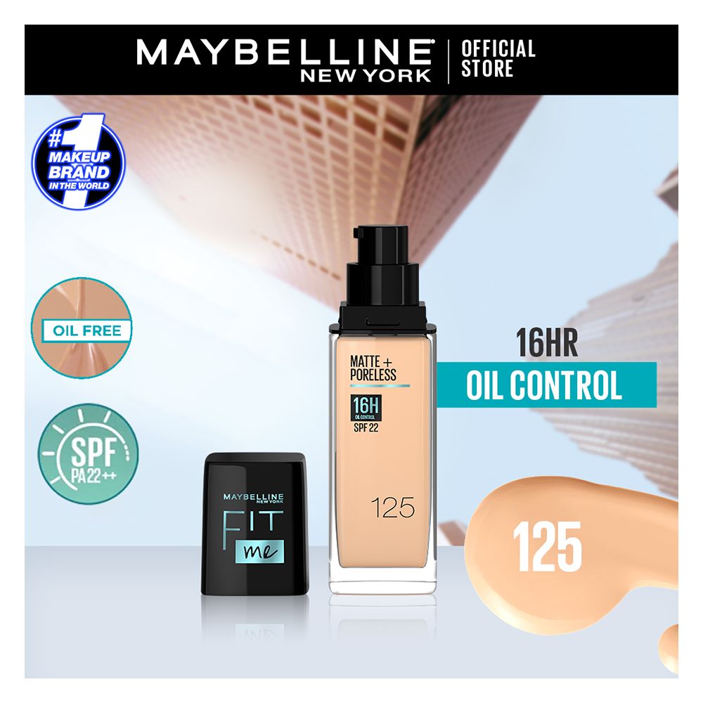 Maybelline New York New Fit Me Matte + Poreless Foundation, 125 Nude Beige, 30ml