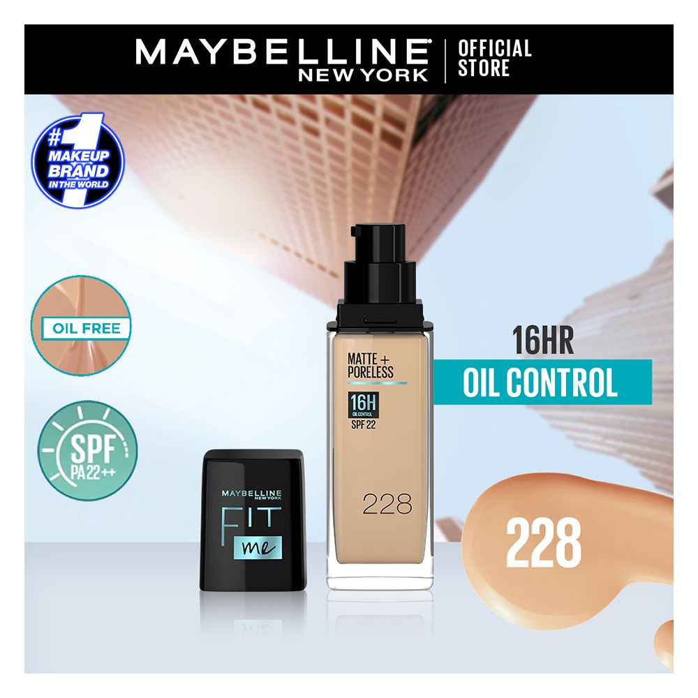 Maybelline New York New Fit Me Matte + Poreless Foundation, 228 Soft Tan, 30ml