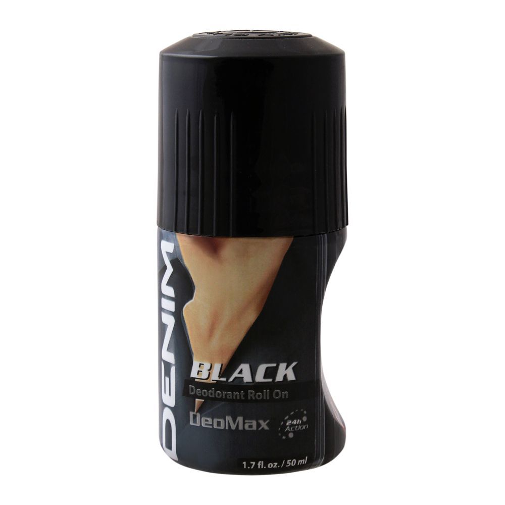 Denim DeoMax Black Deodorant Roll On, For Men, 50ml