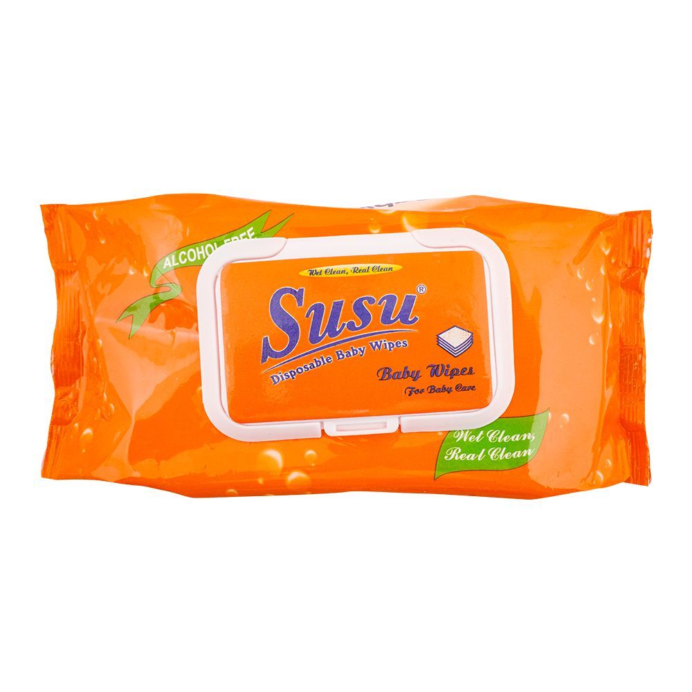 Susu Disposable Baby Wipes, Orange, 80-Pack