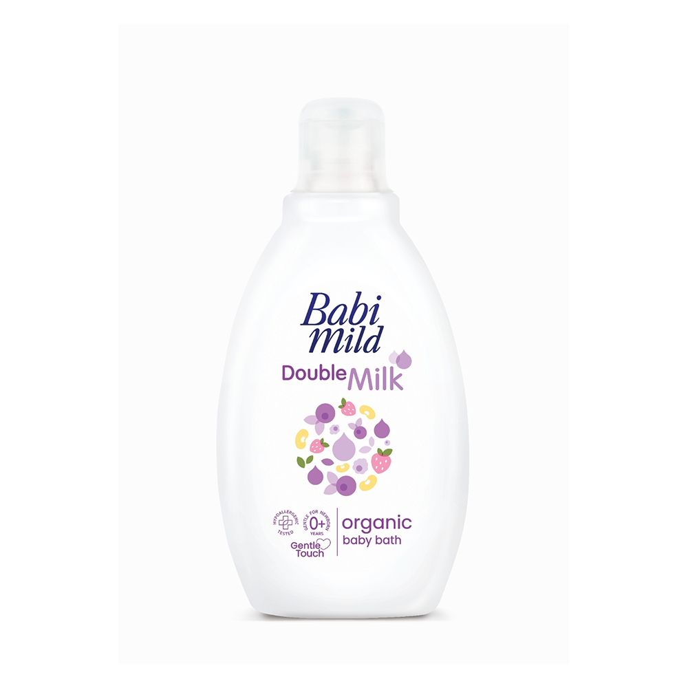 Babi Mild Double Milk Organic Baby Bath, Gentle For Newborn/0+ Years, Hypoallergenic Tested, 180ml