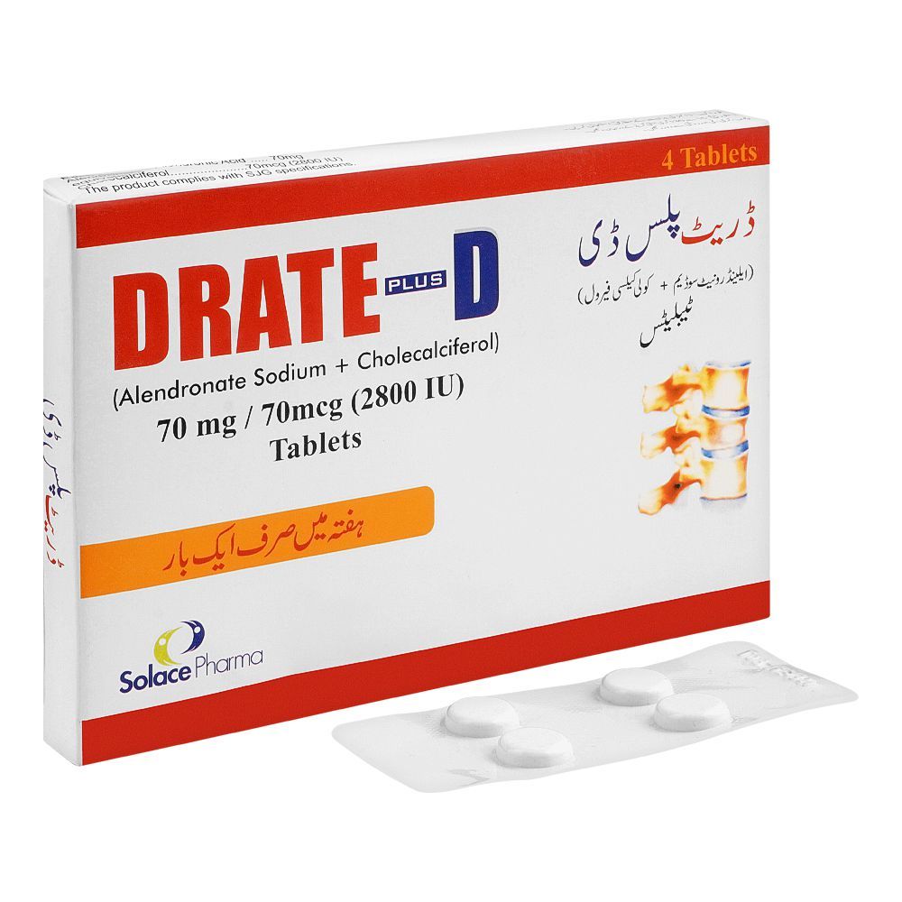 S. J. & G. Drate Plus D Tablet, 70mg/70mcg, 2800IU, 4-Pack