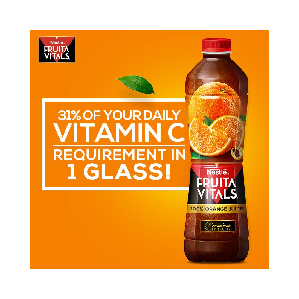 Nestle Fruita Vitals 100%  Orange Juice,  1 Liter