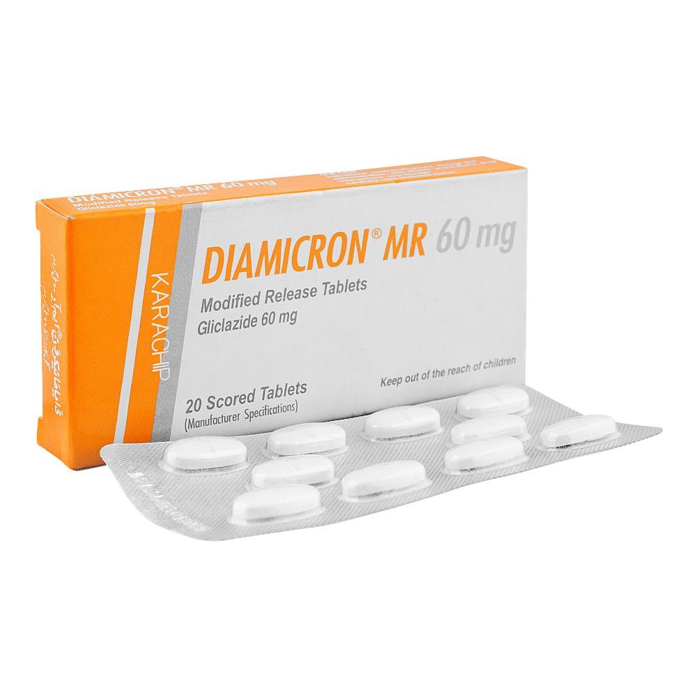 Servier Pharmaceuticals Diamicron MR Tablet, 60mg, 20-Pack