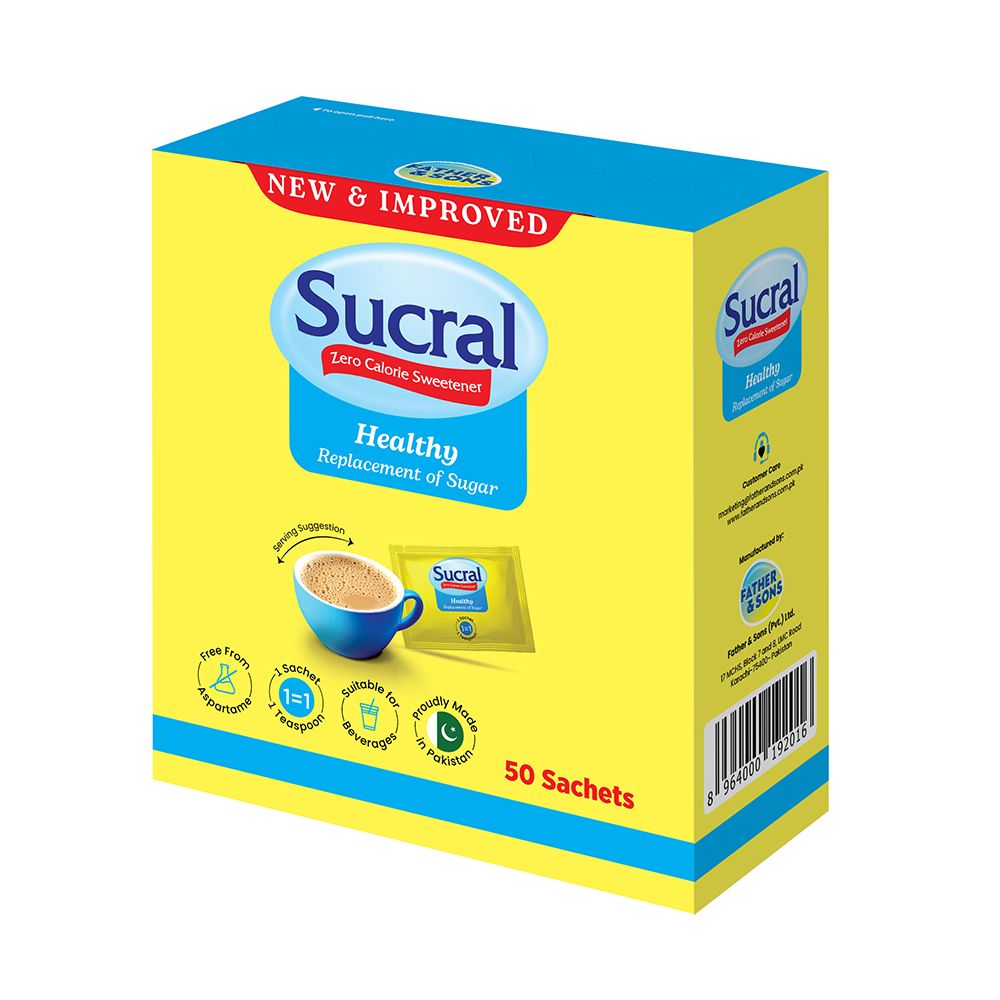 Sucral Zero Calorie Sweetener Sachet, 50-Pack