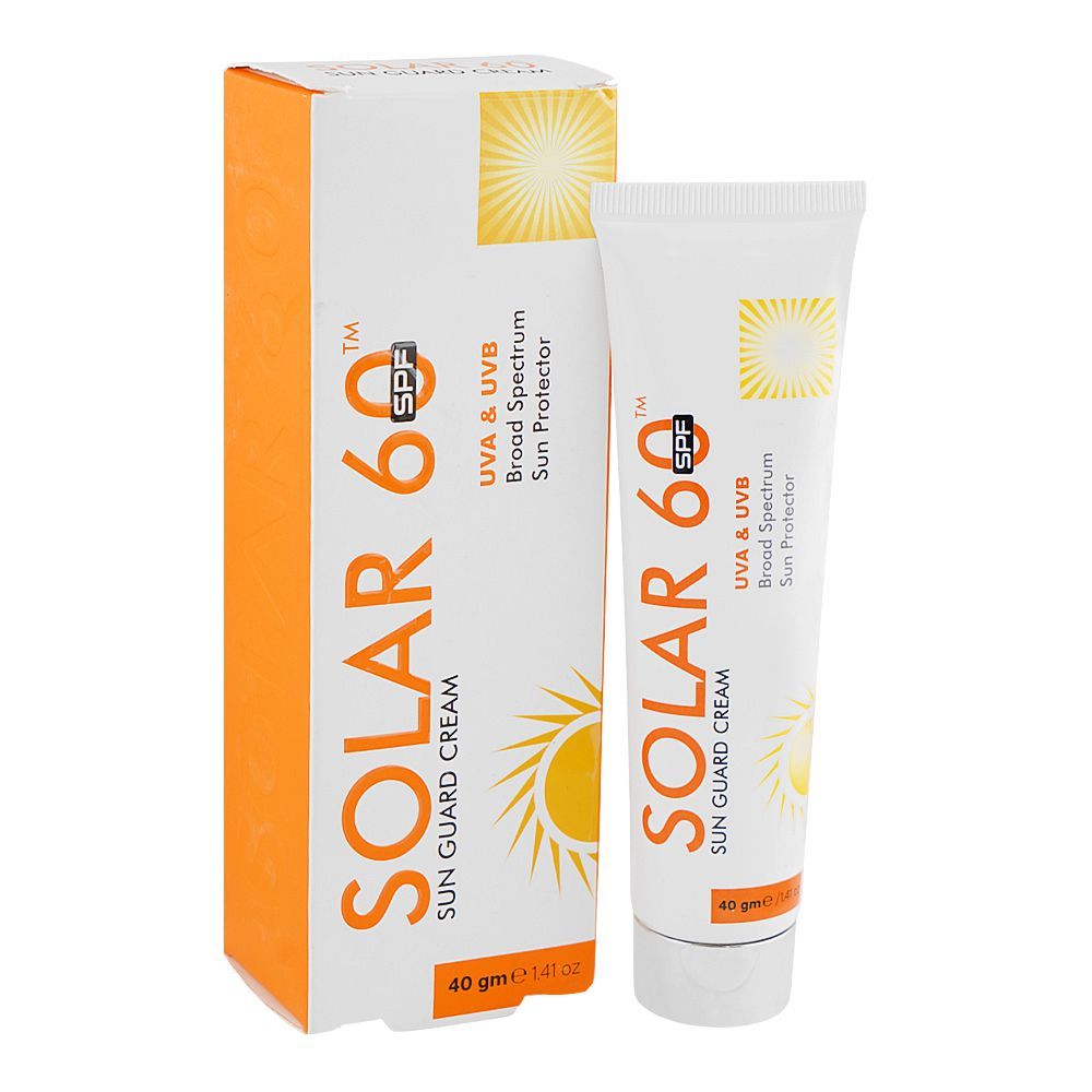 Solar-60 Sun Guard Cream, Broad Spectrum SPF 60, UVA & UVB Protection, 40g