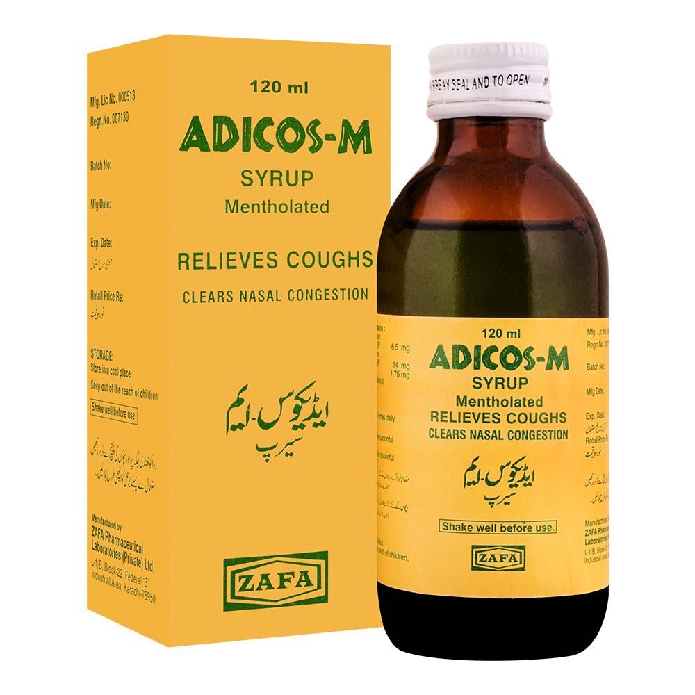 Zafa Pharmaceuticals Adicos-M Syrup, 120ml