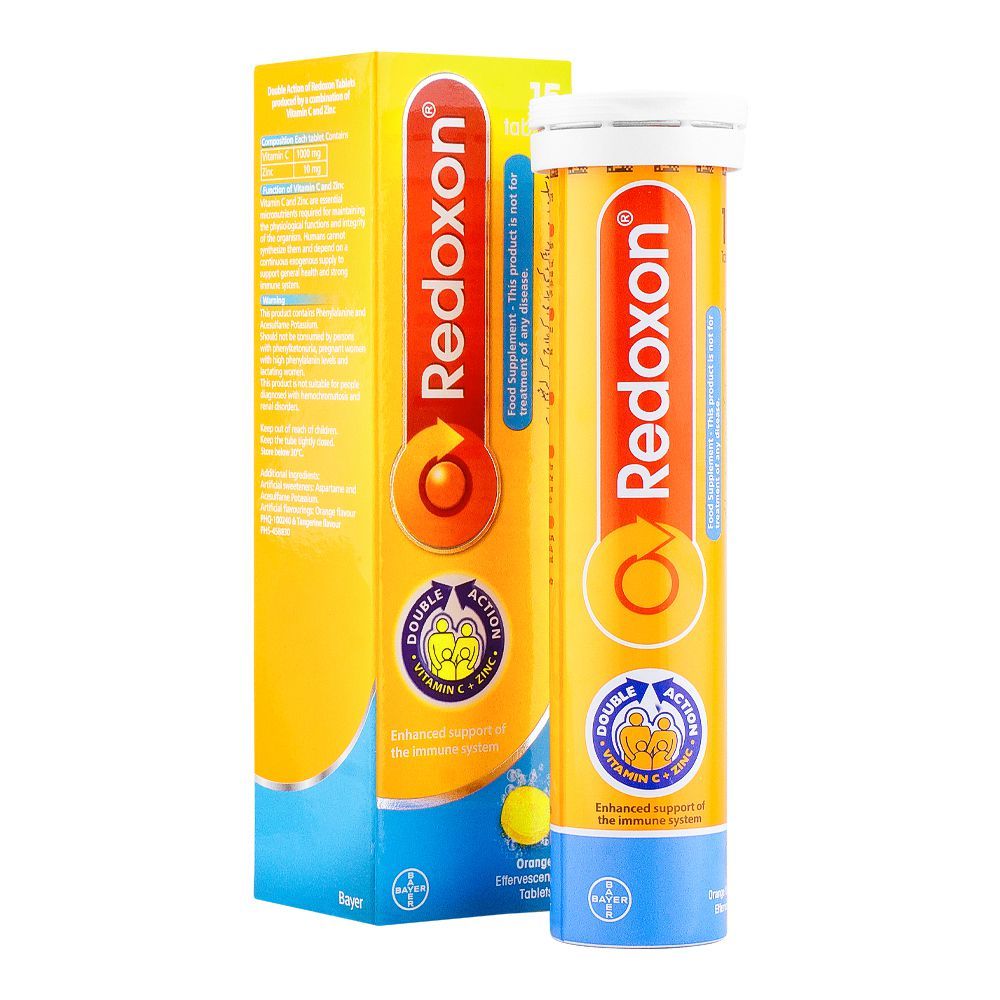 Bayer Pharmaceuticals Redoxon Double Action Orange Flavour Tablets, 15-Pack