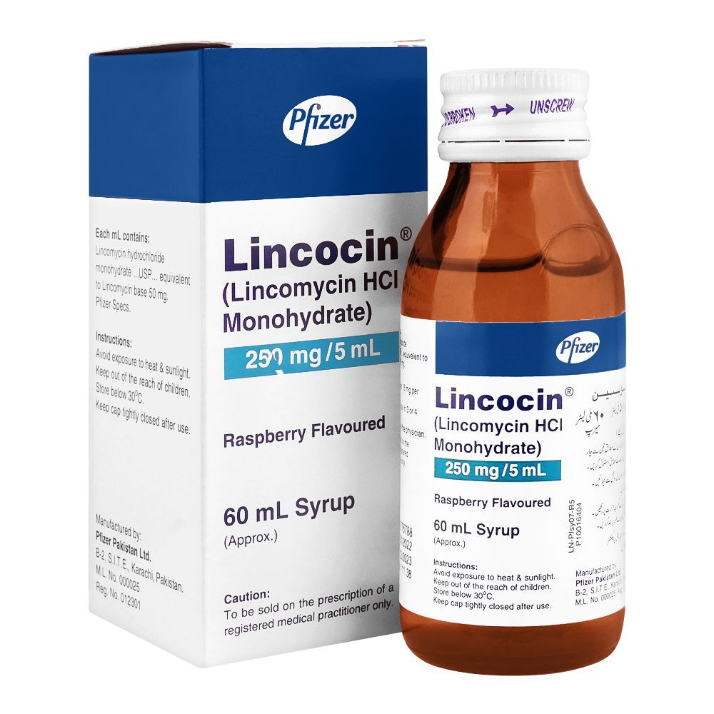 Pfizer Lincocin Syrup, 250mg/5ml, 60ml