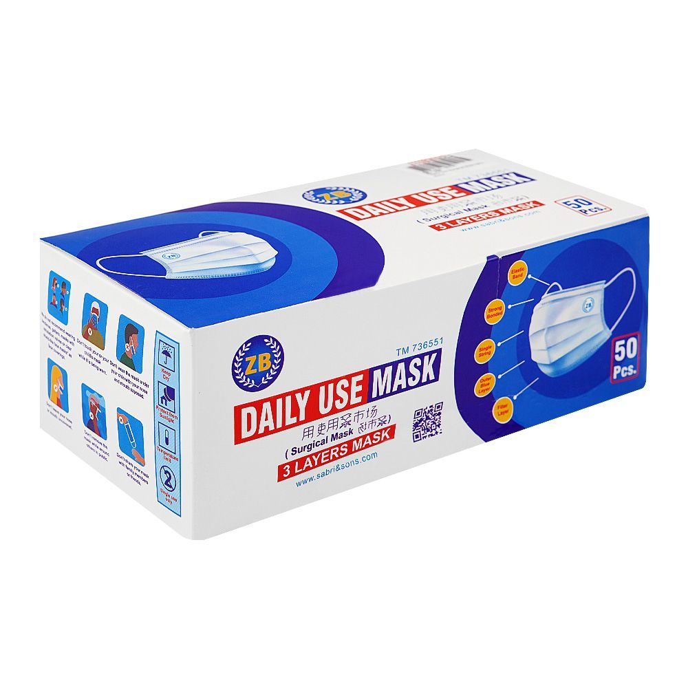 Daily Use Surgical Mask, 3ply, Black, 50-Pack