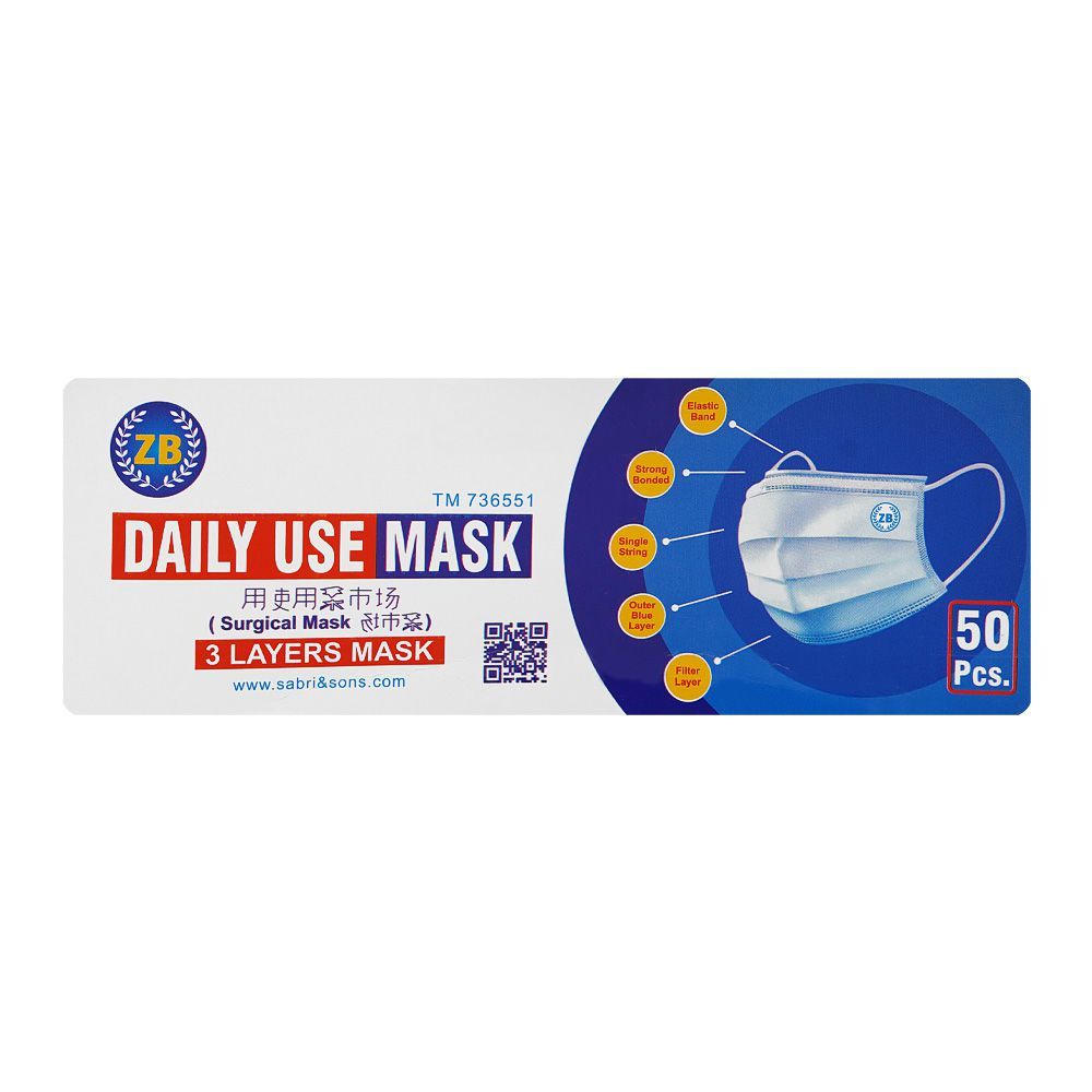 Daily Use Surgical Mask, 3ply, Black, 50-Pack