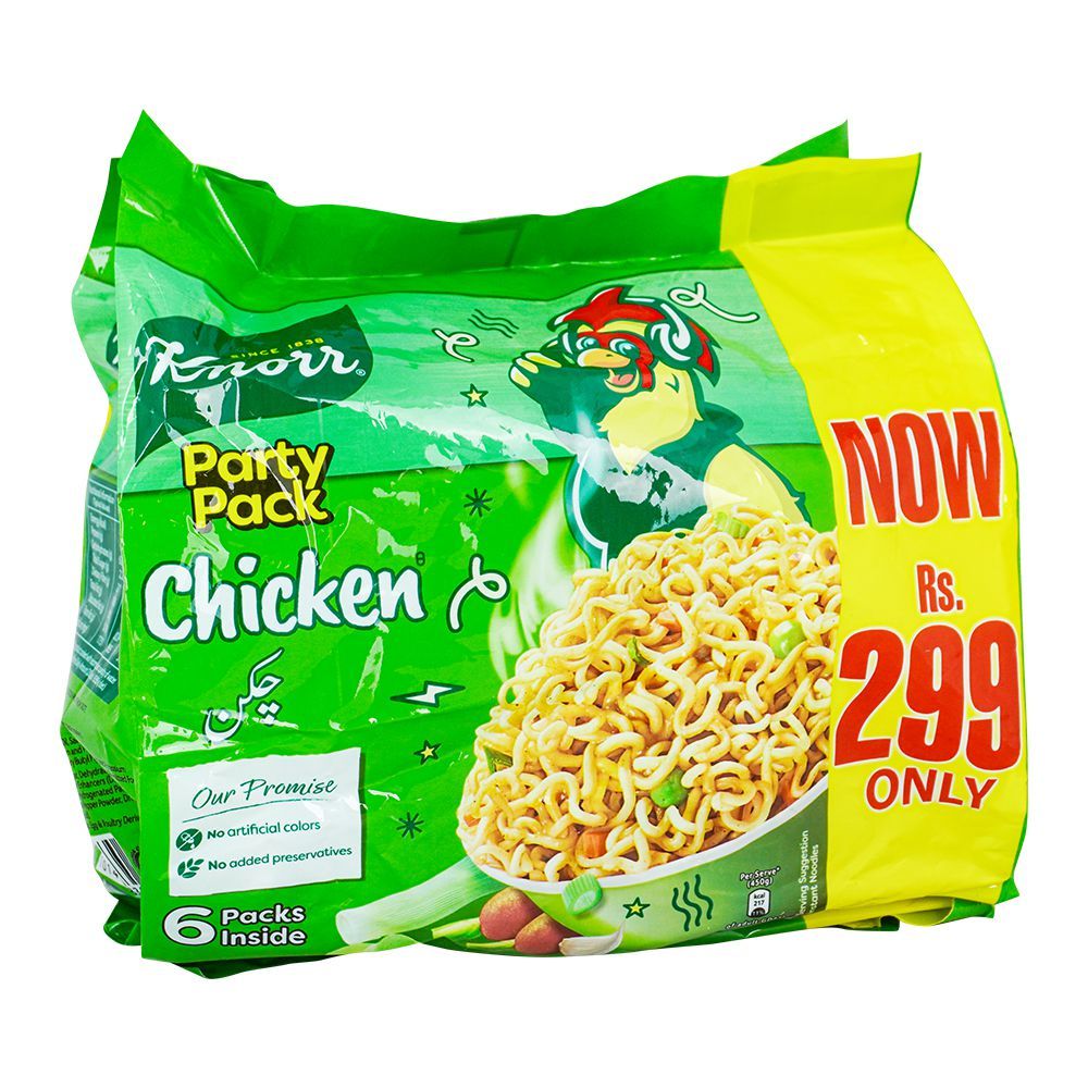 Knorr Noodles Chicken Party Pack, No Added Colors or Preservatives, One Serve 50g, 6-Packs Inside