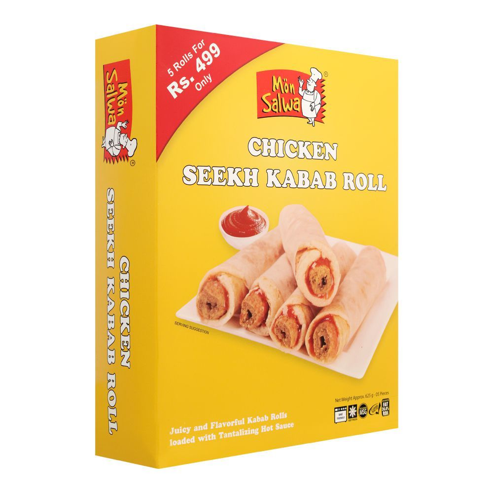 MonSalwa Chicken Seekh Kabab Roll, 5 Pieces