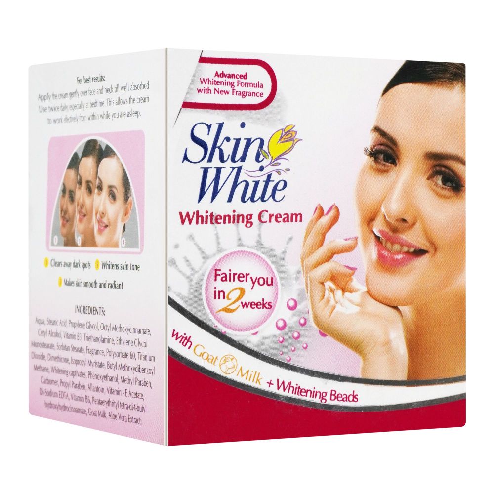 Skin White Whitening Cream, Fairer You In 2 Weeks, With Goat Milk + Whitening Beads, 91ml