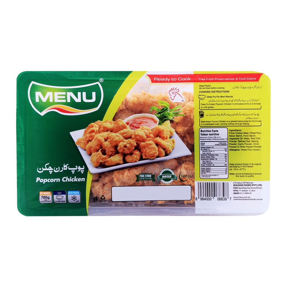 Menu Popcorn Chicken 780g