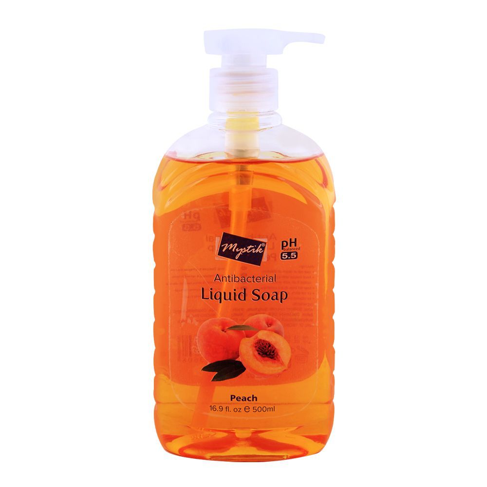 Mystik Anti-Bacterial Liquid Soap, Peach 500ml