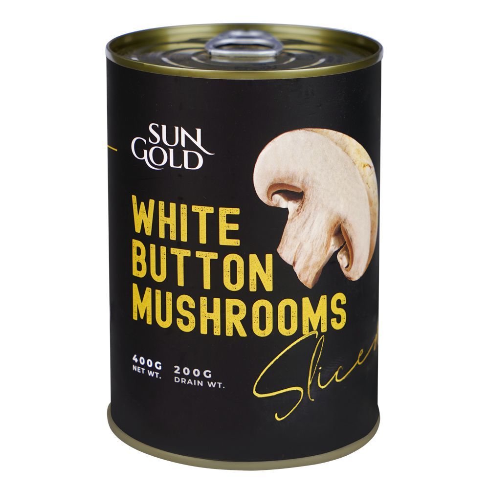 Sun Gold White Button Mushrooms Sliced, 400g Tin