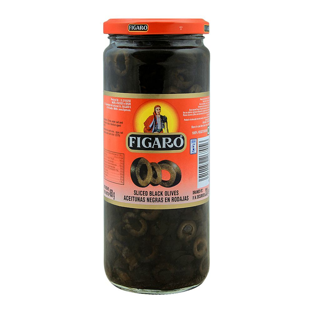 Figaro Sliced Black Olives, 450g