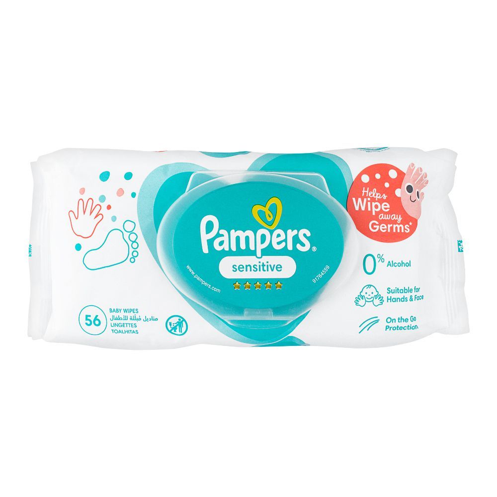 Pampers Sensitive Protect Wipes, 0% Alcohol & Perfume, 56-Pack