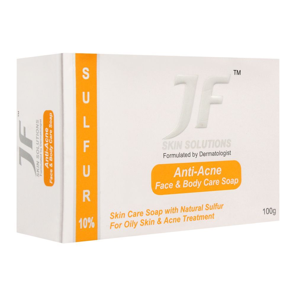 JF Skin Solutions Anti-Acne Face & Body Soap, With Sulfur, 100g