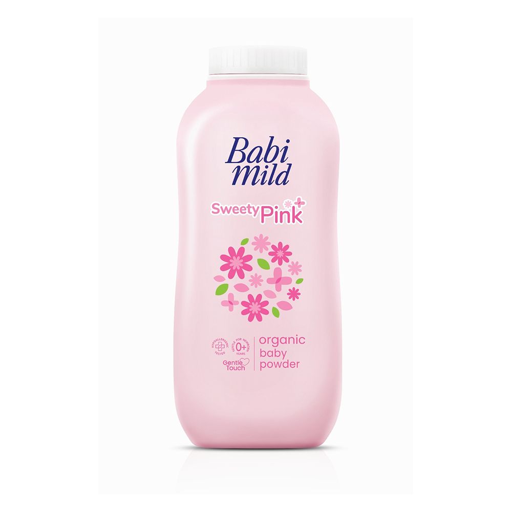 Babi Mild Sweety Pink Organic Baby Powder, Gentle For Newborn/0+ Years, Hypoallergenic Tested, 160g