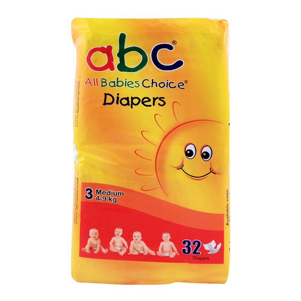 ABC Baby Diapers, No. 3, Medium, 4-9 KG, 32-Pack