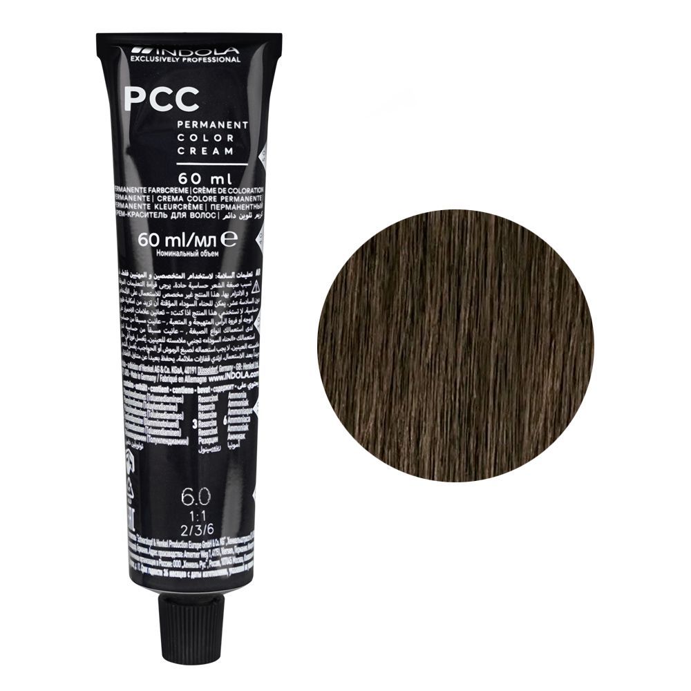 Indola PCC Natural Permanent Hair Color Cream, 60ml, 6.0 Dark Blonde