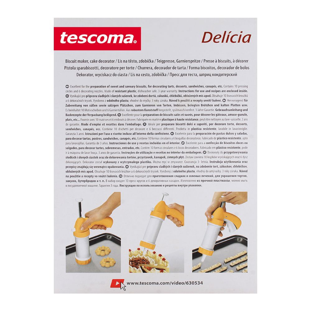 Tescoma 630526 Siringa per Dolci, Giallo, 6.8 X 5.5 X 22.6 Cm