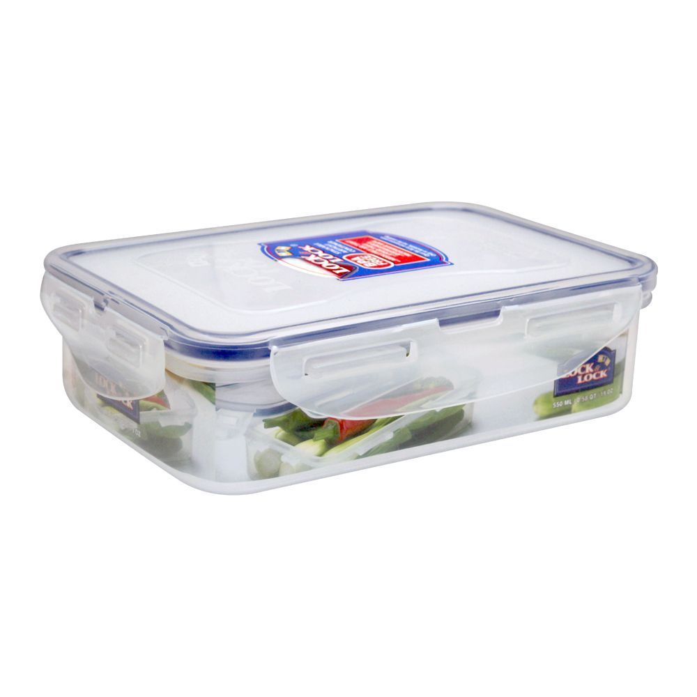 Lock & Lock Air Tight Rectangular Short Food Container, 550ml, LLHPL815