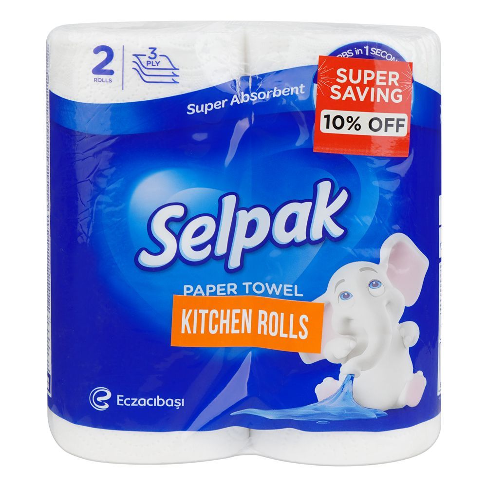 Selpak 3Ply Kitchen Paper Towel Rolls, 2-Pack