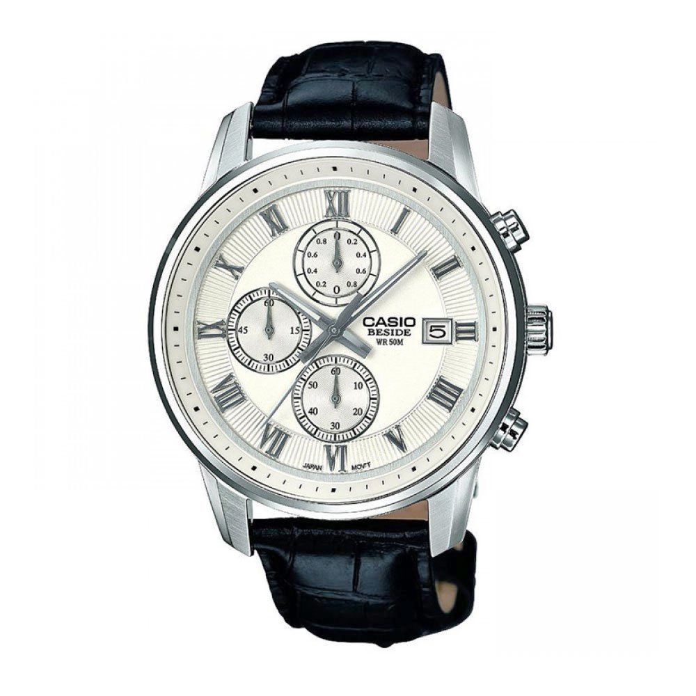 Purchase Casio Beside Men's Chronograph White Dial Leather Strap