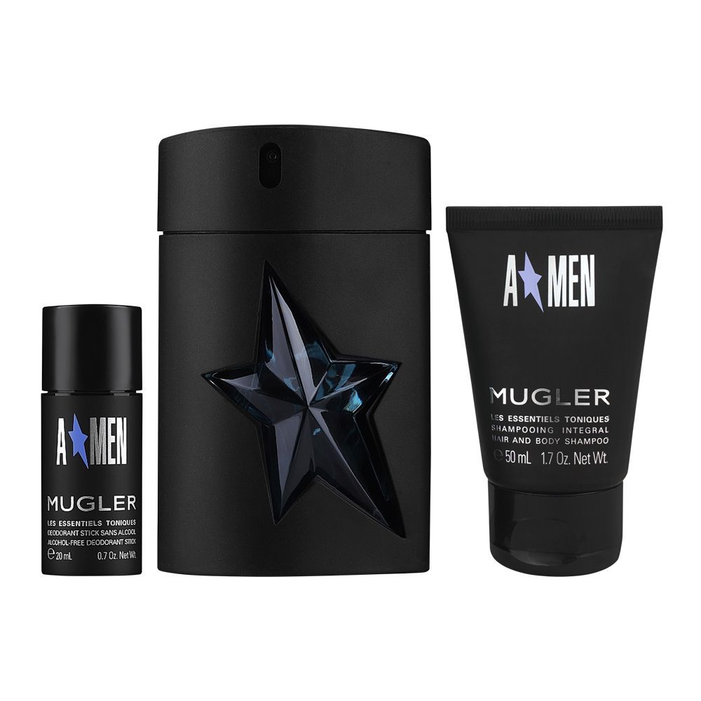 A Star Men Thierry Mugler Gift Set, Eau de Toilette 100ml + Hair & Body Shampoo 50ml + Deodorant Stick 20ml