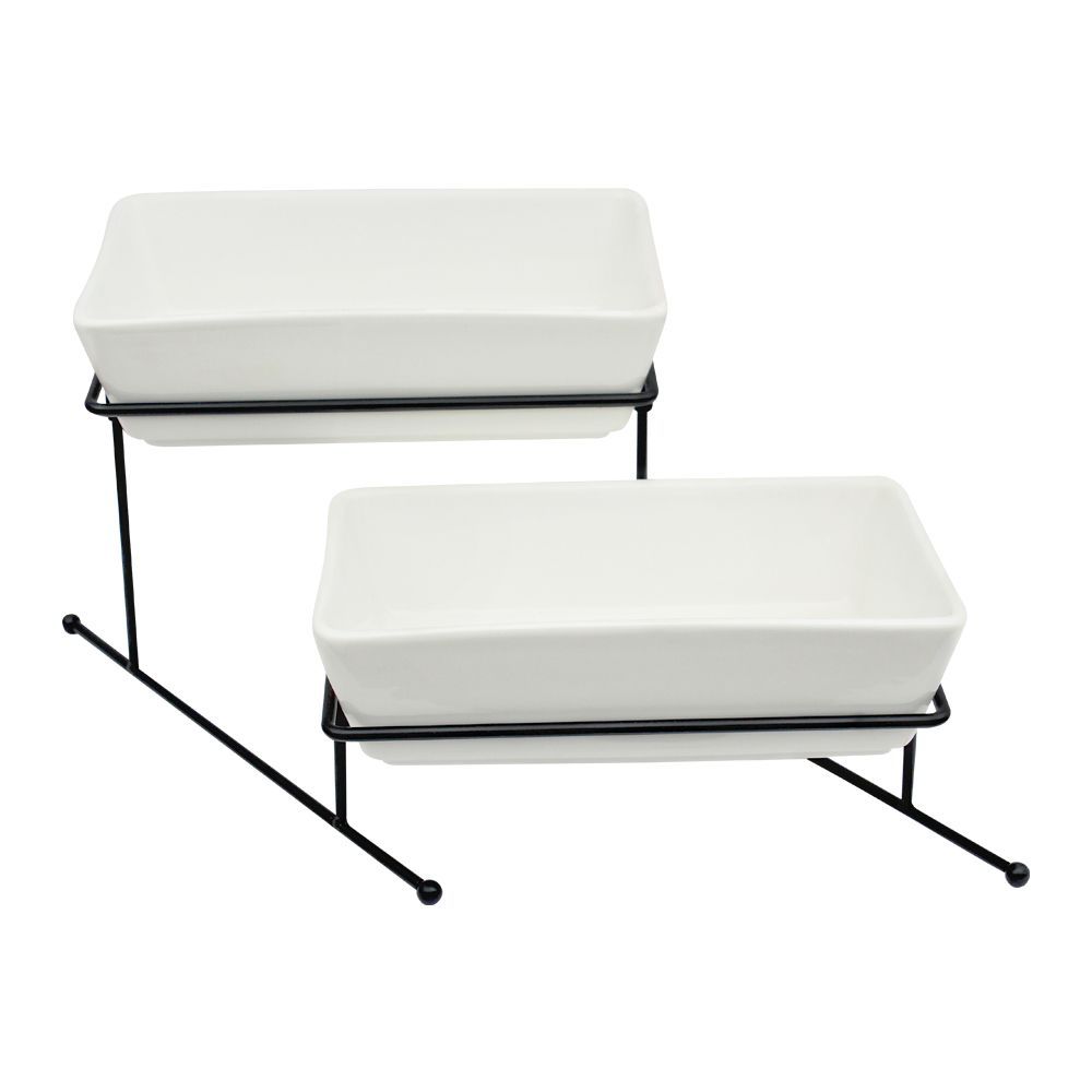 Brilliant 2-Tier Deep Rectangular Serving Holder, With Stand, BR0062