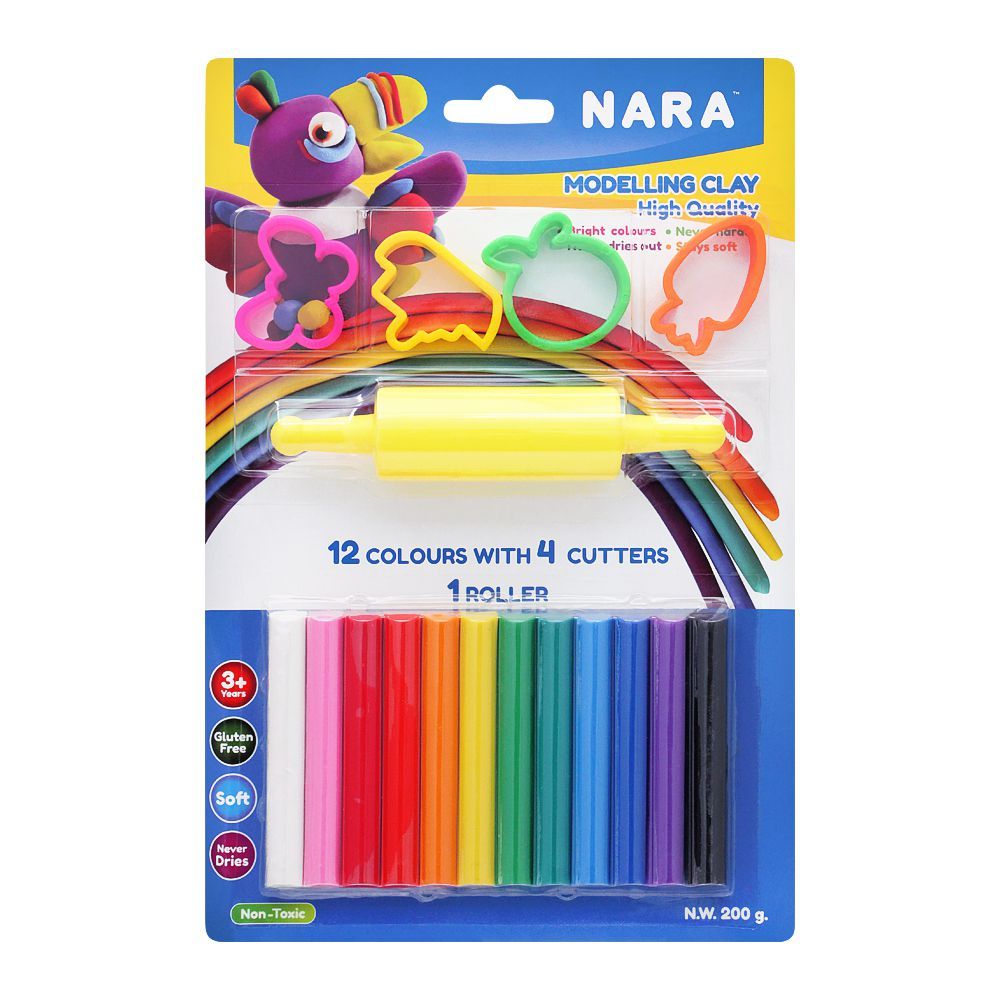 Order Nara High Quality Modelling Clay, 12 Colors Cutters