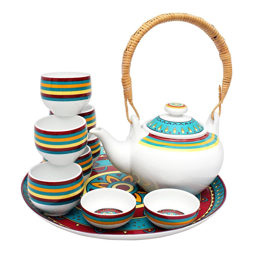 Cera-E-Noor Phoeb Rangoli Tea Set, 11 Pieces, 618011