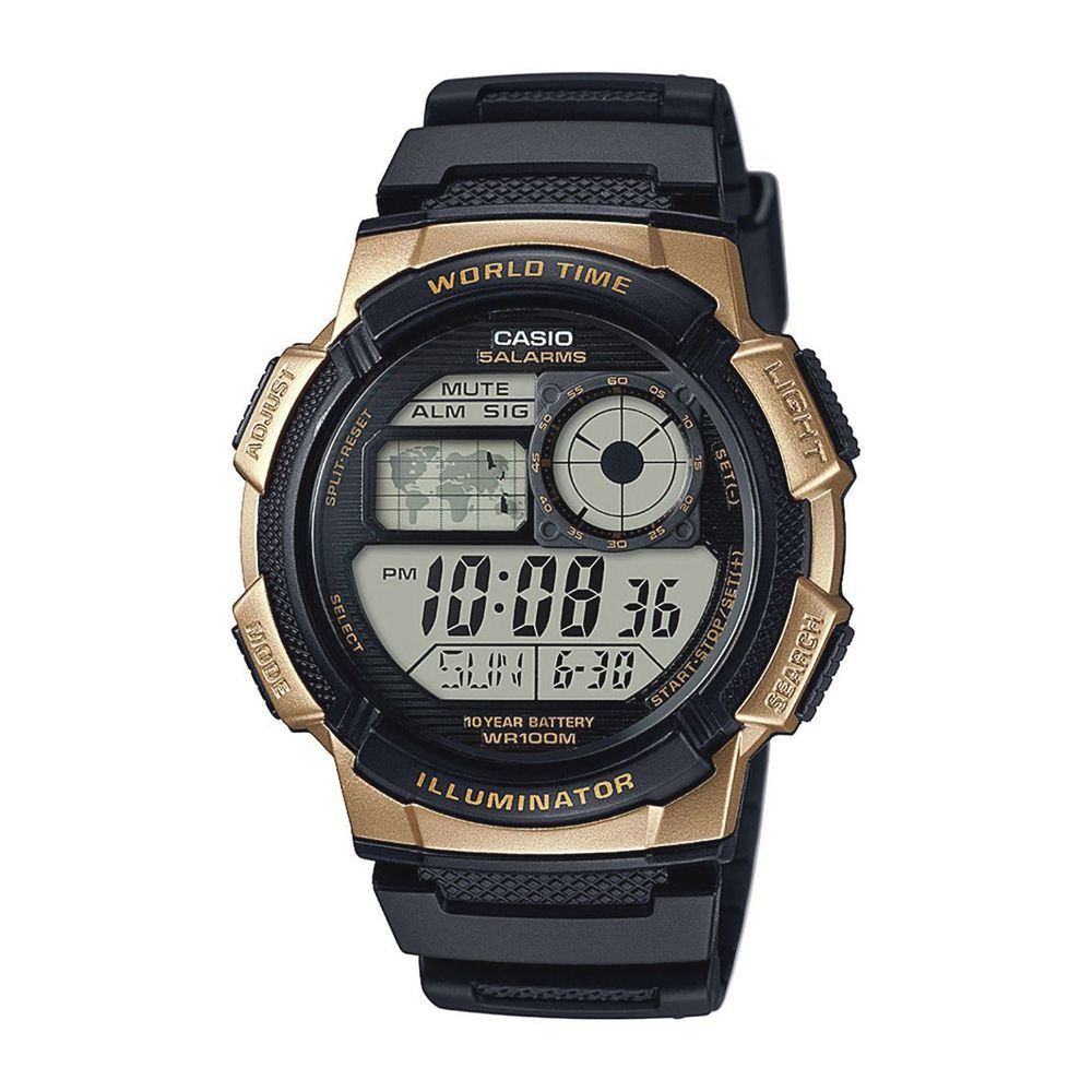 Order Casio Youth Illuminator Gold/Black World Time Digital Sports - Main Image