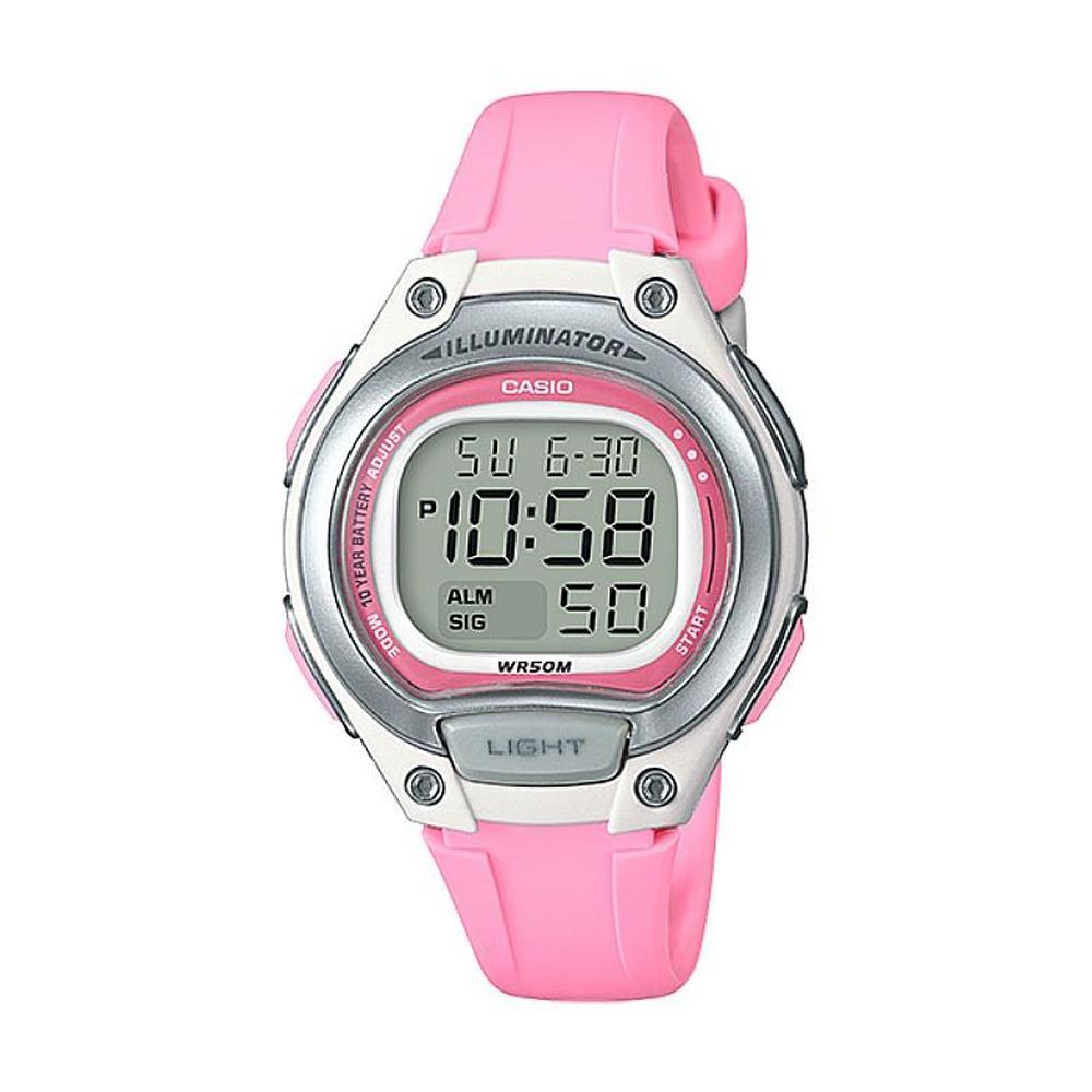 Order Casio Women's Grey Dial Silicone Band Digital Watch, Pink