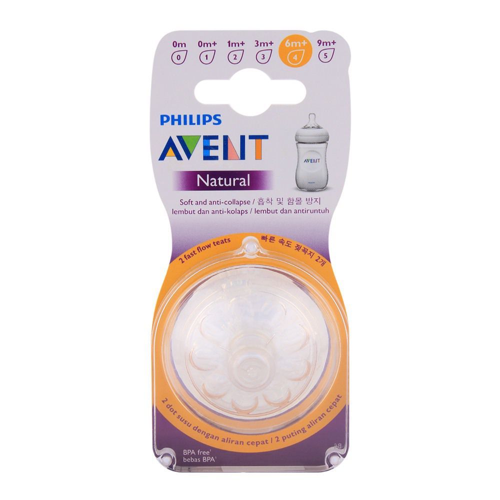 Purchase Avent Natural Teat 2-Pack 6m+ 4-Holes SCF654/23 Online