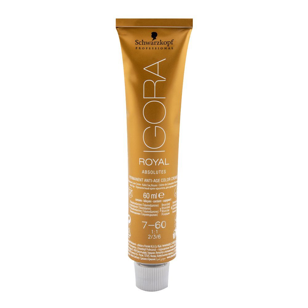 Schwarzkopf Igora Royal Absolutes Hair Color 7-60 Medium Blonde Chocolate Natural