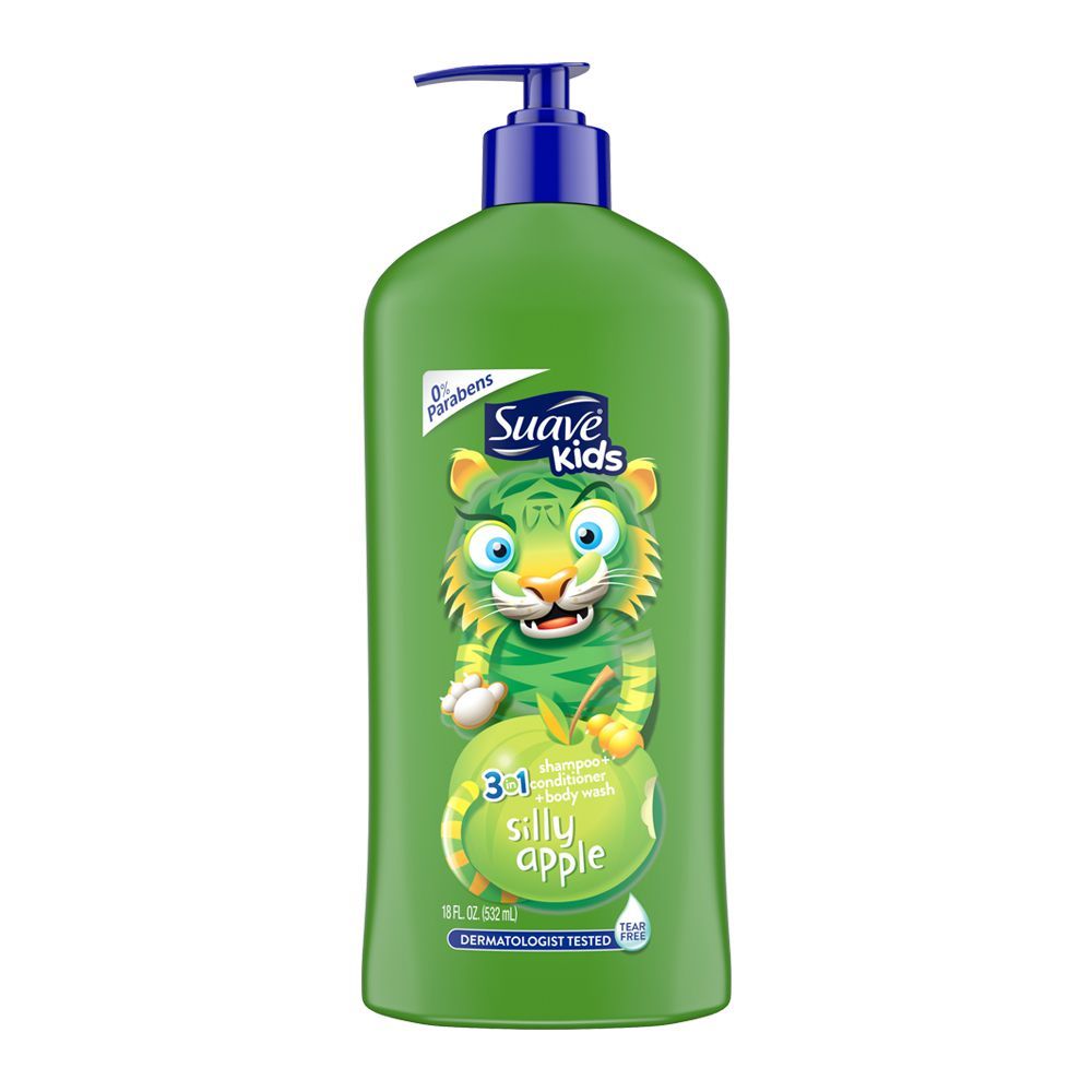 Suave Kids 3-in-1 Silly Apple Shampoo + Conditioner + Body Wash, 532ml