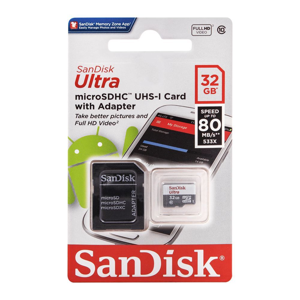 Buy Sandisk Ultra 32GB SDXC Micro SD, UHS-1 80 MB/s Online at Best