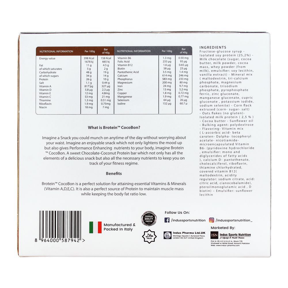 Order Brotein Cocobon Health Snack Chocolate Coconut Protein Bar, 3 ...