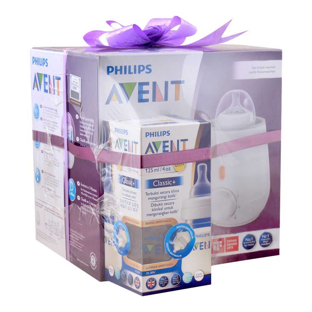 Avent Fast Bottle Warmer + Classic Feeding Bottle 125ml, SCF399/99